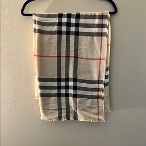 Burberry Cream and Black Checkered Scarf